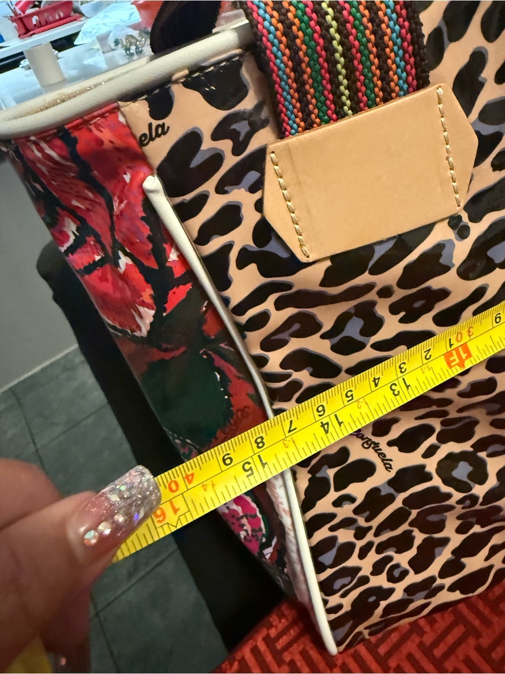 Consuela Leopard Print Tote with Multicolor Straps *Brand New* 14” and 14 1/2W - Picture 16 of 16